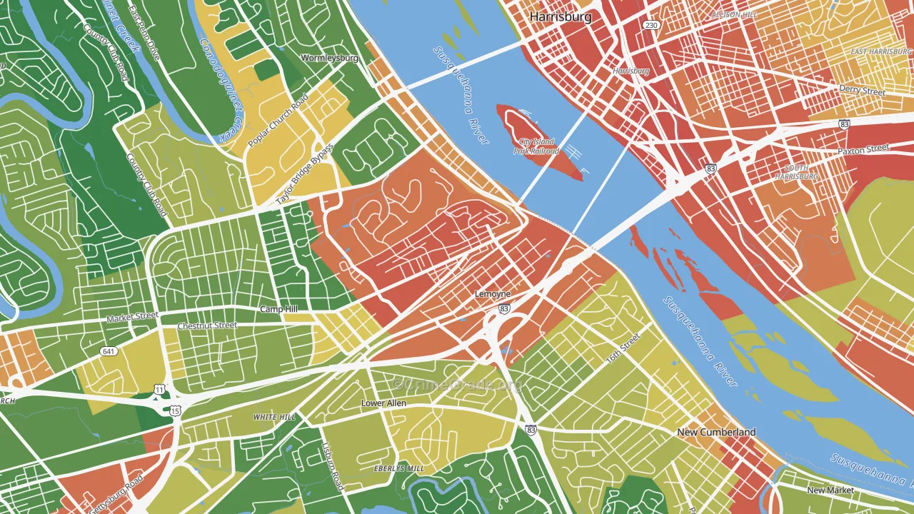 Lemoyne, PA Map of Robbery Rates