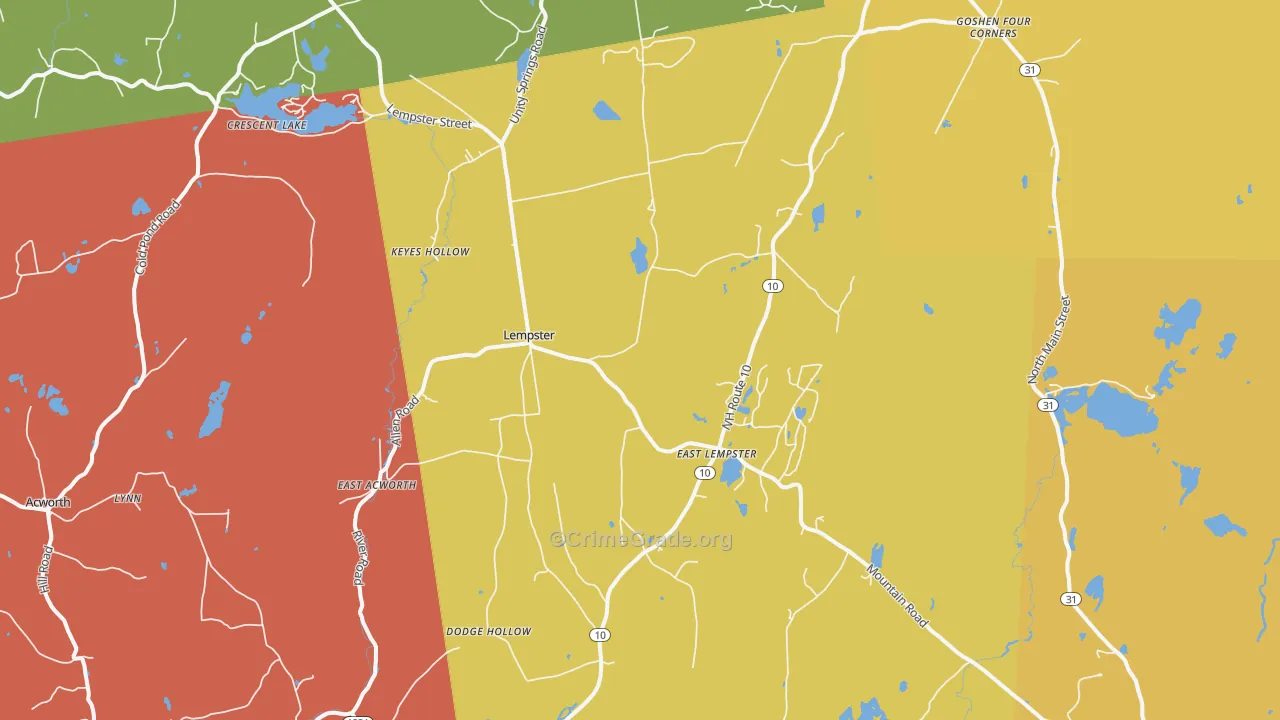 Lempster, NH Map of Robbery Rates