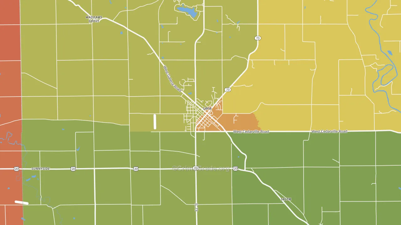 Lena, IL Map of Robbery Rates