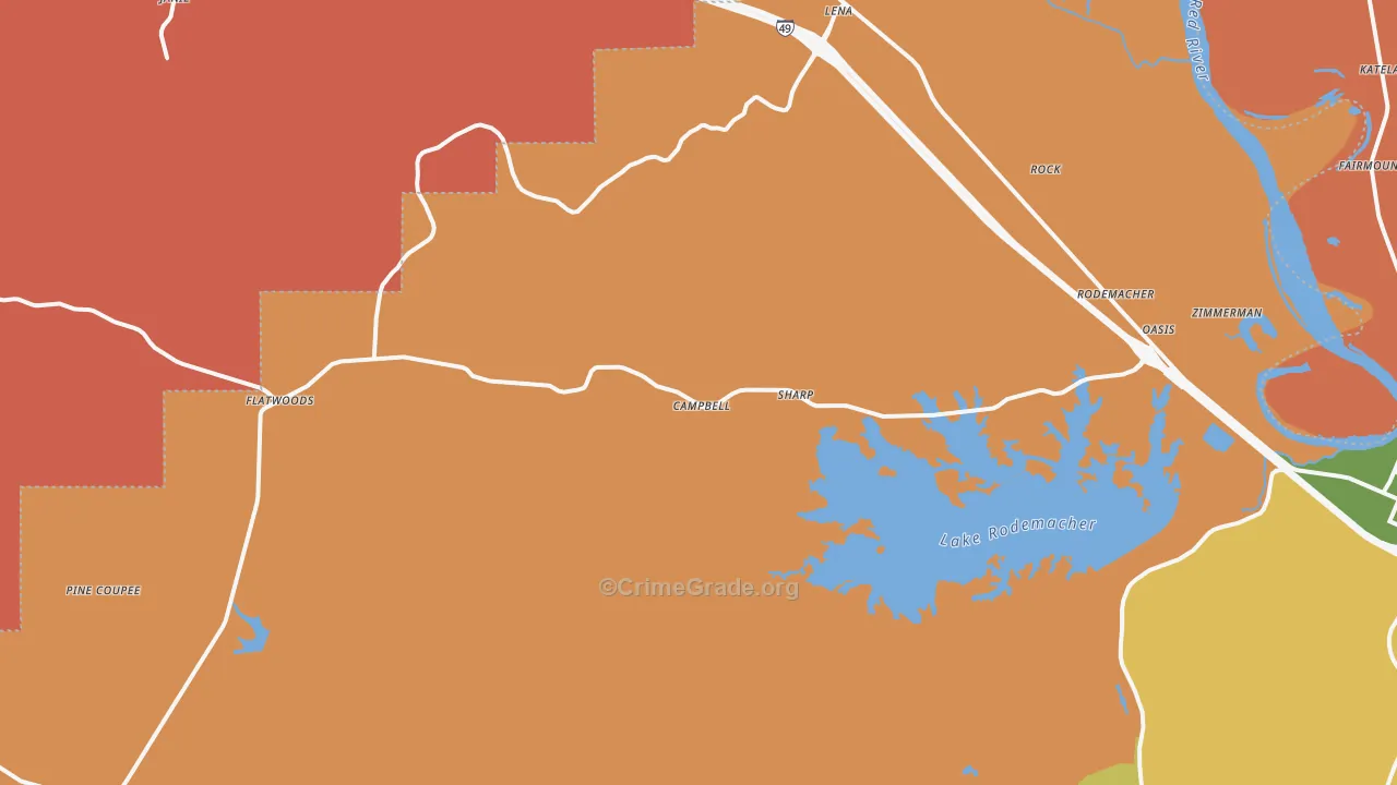 Lena, LA Map of Robbery Rates