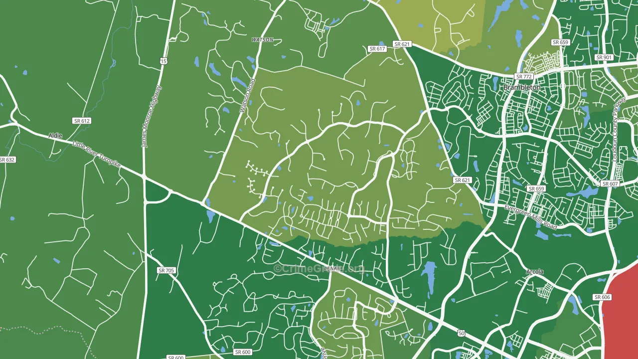 Lenah, VA Map of Robbery Rates