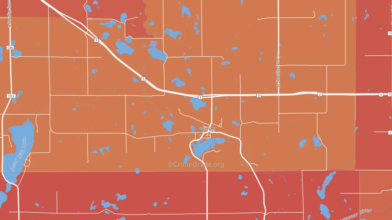 Lengby, MN Map of Robbery Rates