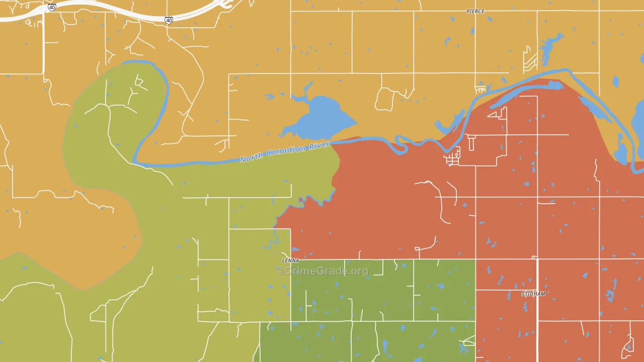 Lenna, OK Map of Robbery Rates