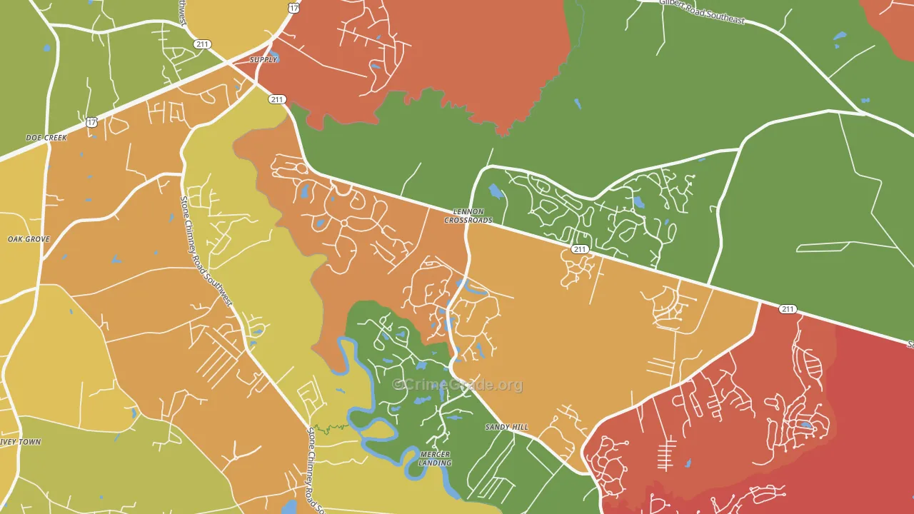 Lennon Crossroads, NC Map of Robbery Rates