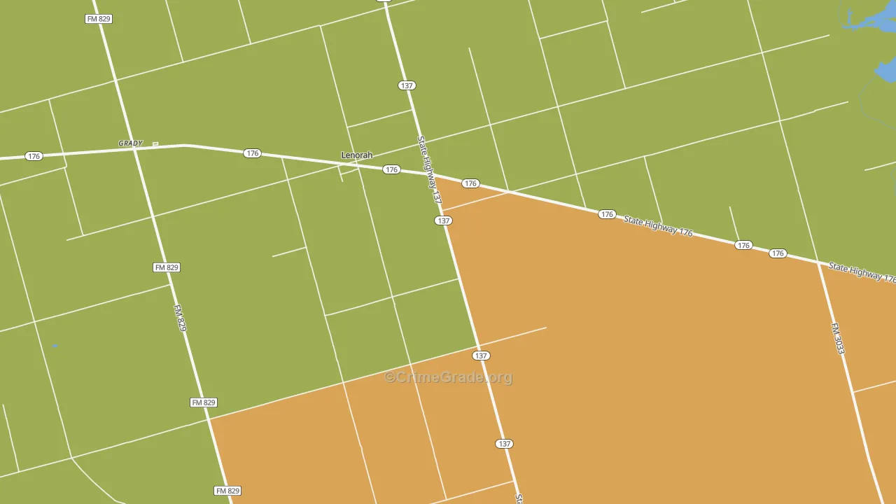 Lenorah, TX Map of Robbery Rates