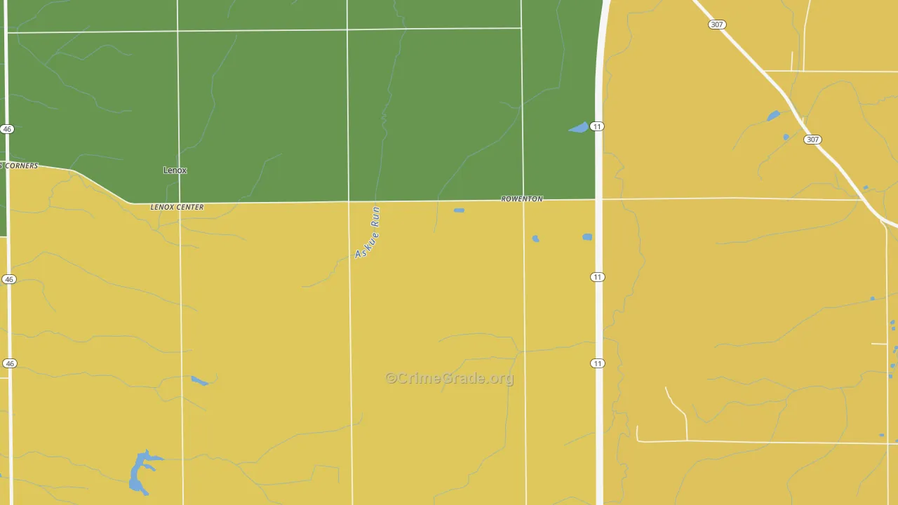 Lenox Center, OH Map of Robbery Rates