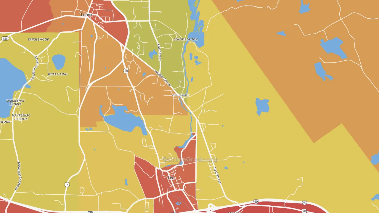 Lenox Dale, MA Map of Robbery Rates