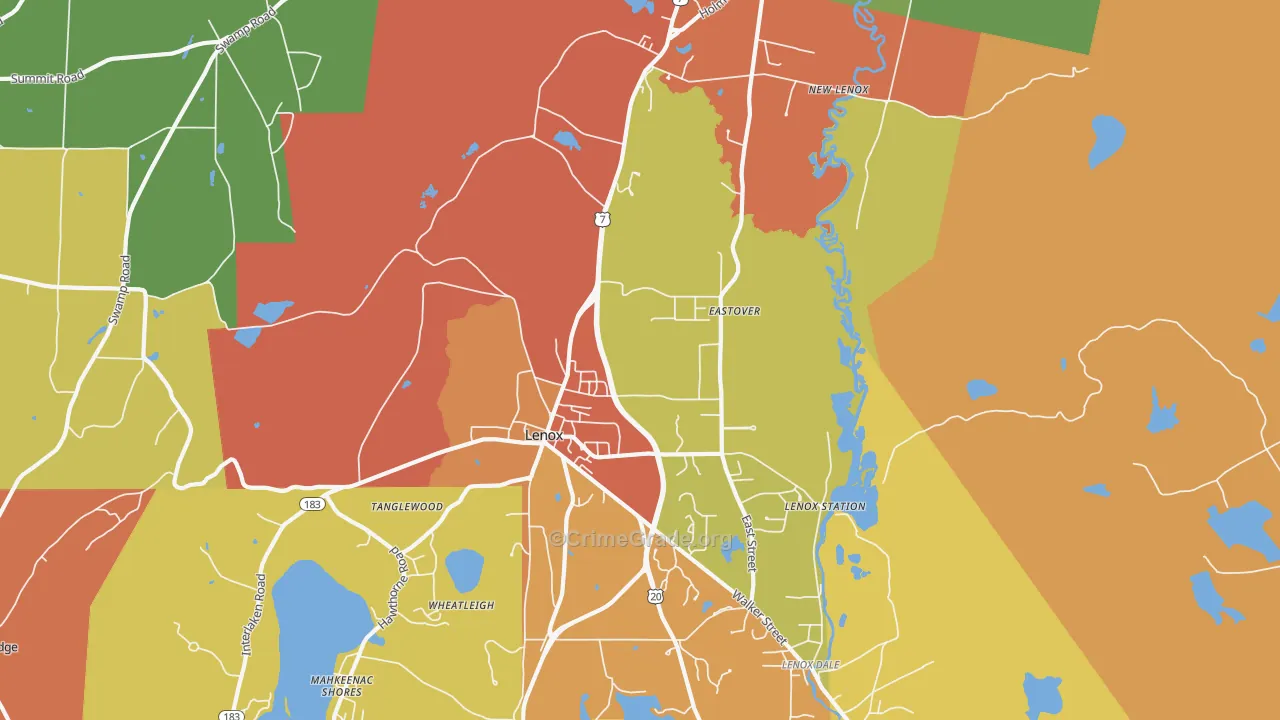 Lenox, MA Map of Robbery Rates