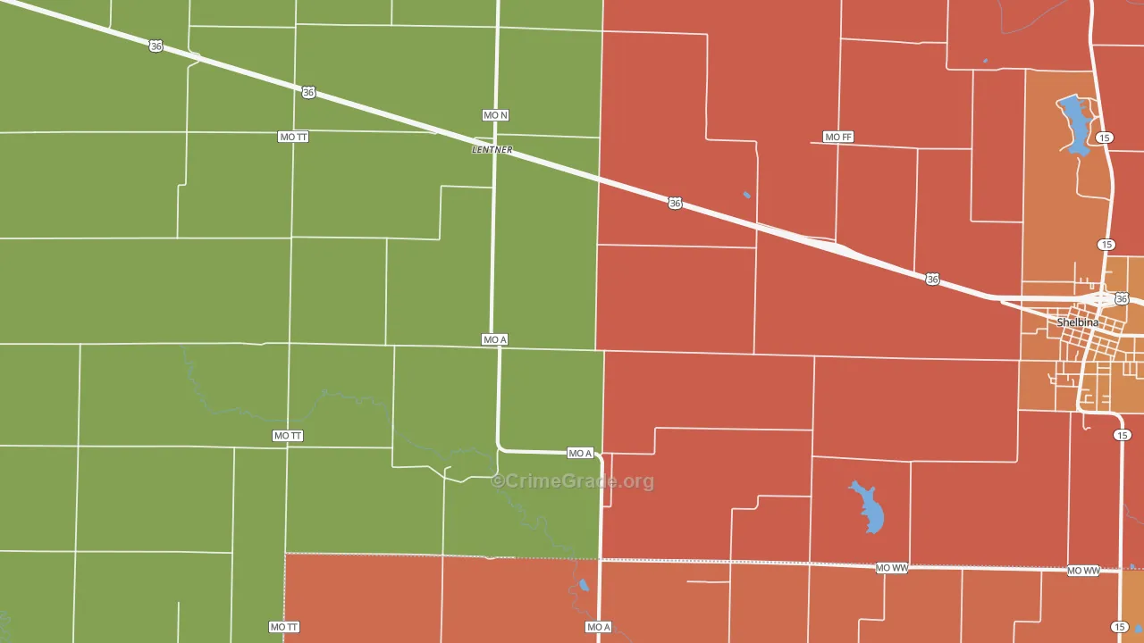 Lentner, MO Map of Robbery Rates