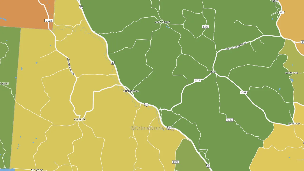 Leo, OH Map of Robbery Rates