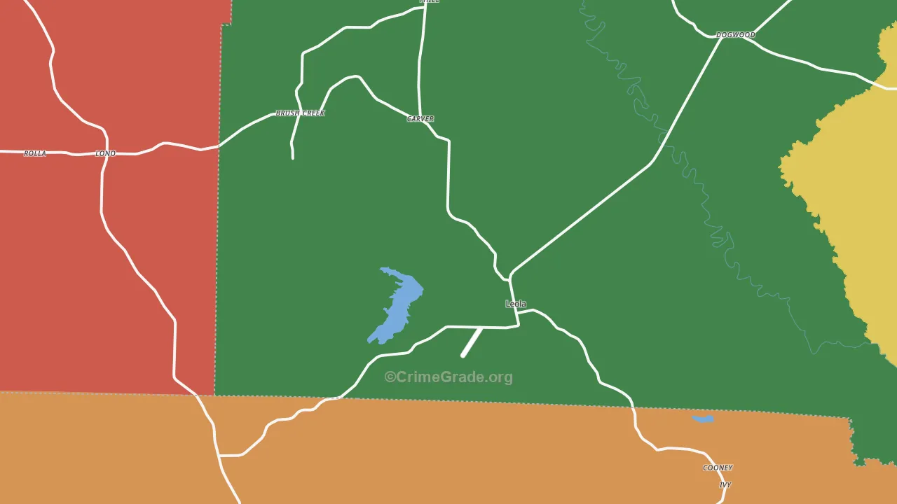 Leola, AR Map of Robbery Rates