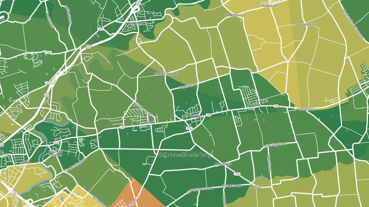 Leola, PA Map of Robbery Rates