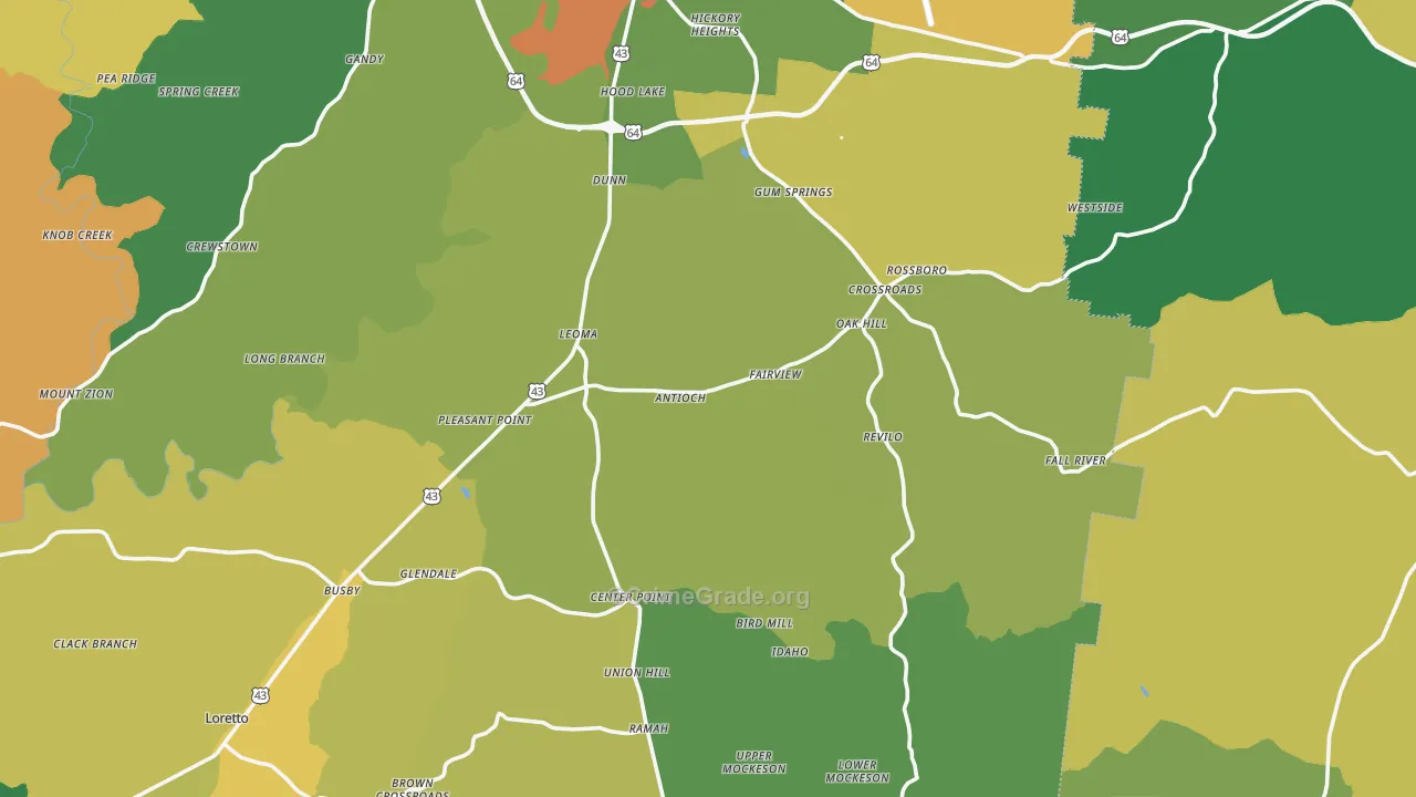 Leoma, TN Map of Robbery Rates