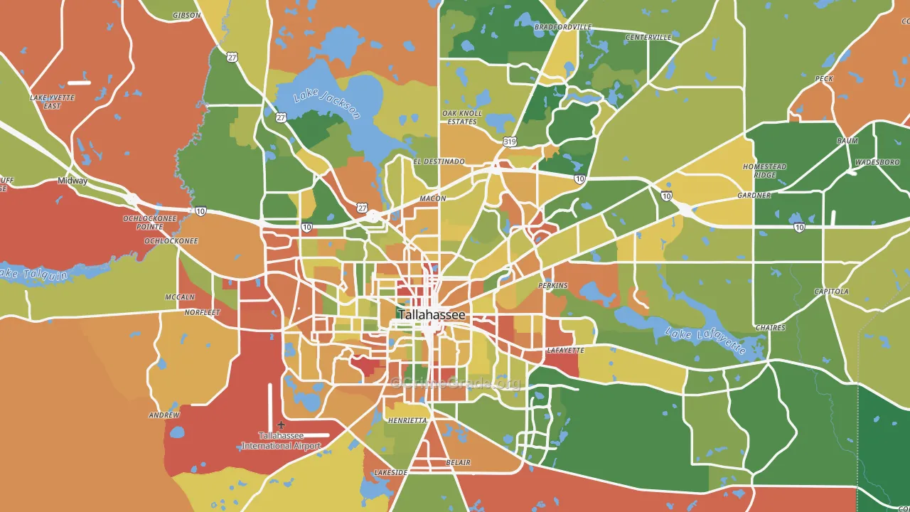 Leon County, FL Map of Robbery Rates