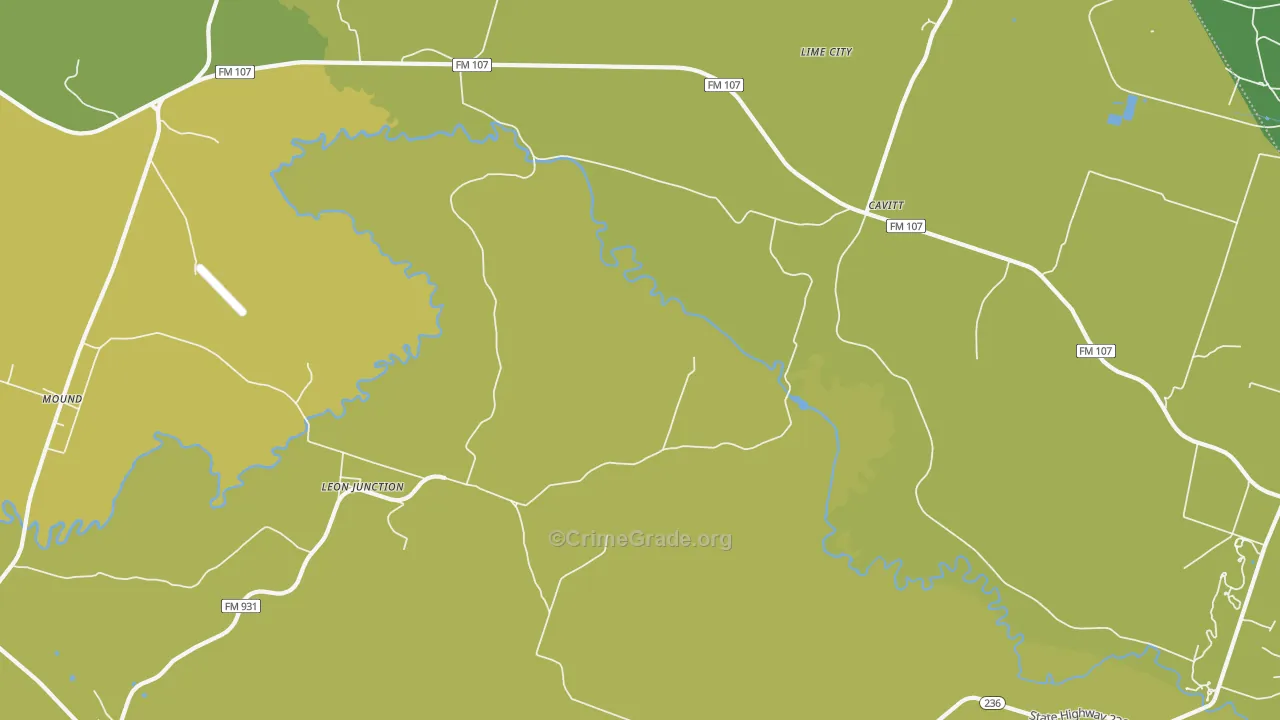 Leon Junction, TX Map of Robbery Rates