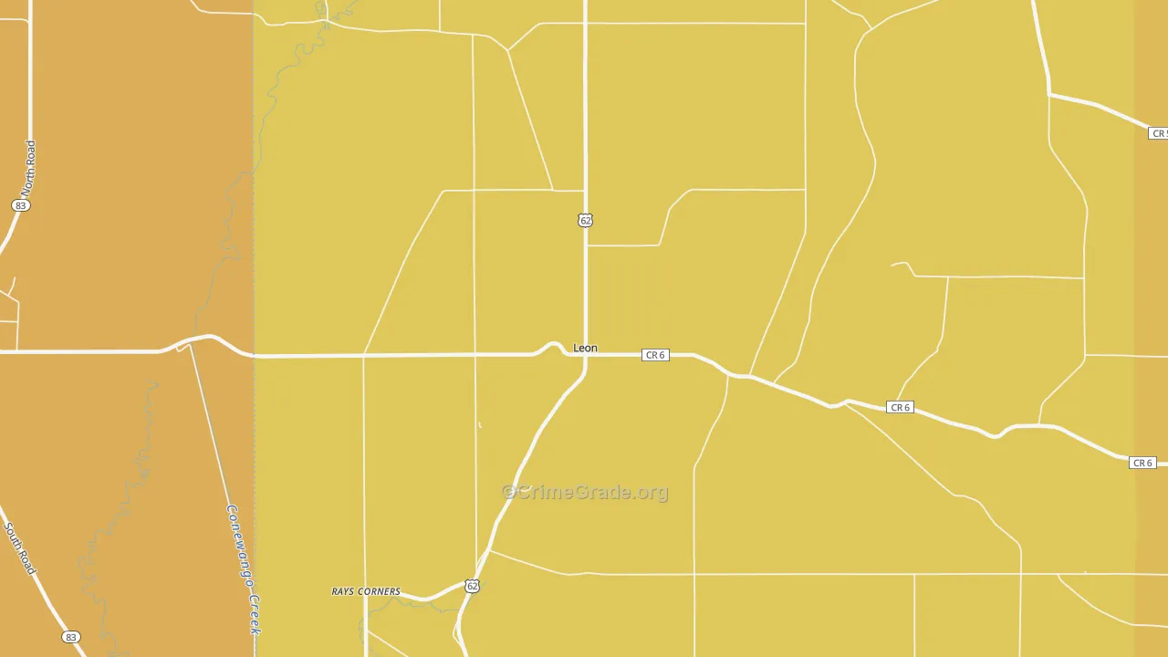 Leon, NY Map of Robbery Rates