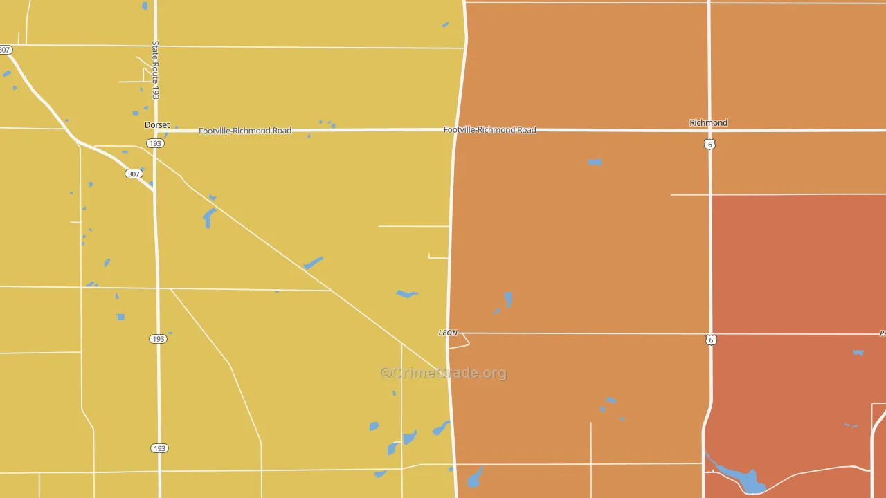 Leon, OH Map of Robbery Rates