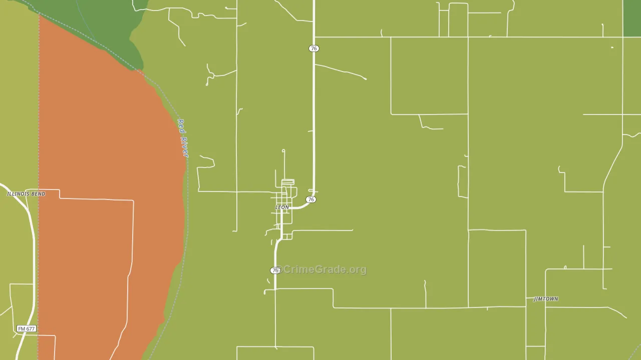 Leon, OK Map of Robbery Rates