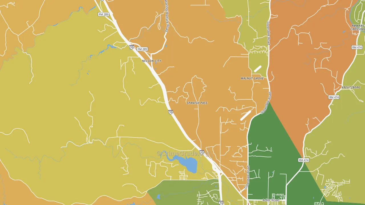 Leon Springs, TX Map of Robbery Rates