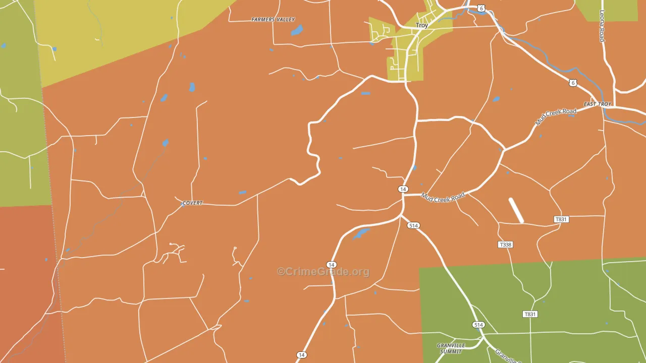 Leona, PA Map of Robbery Rates