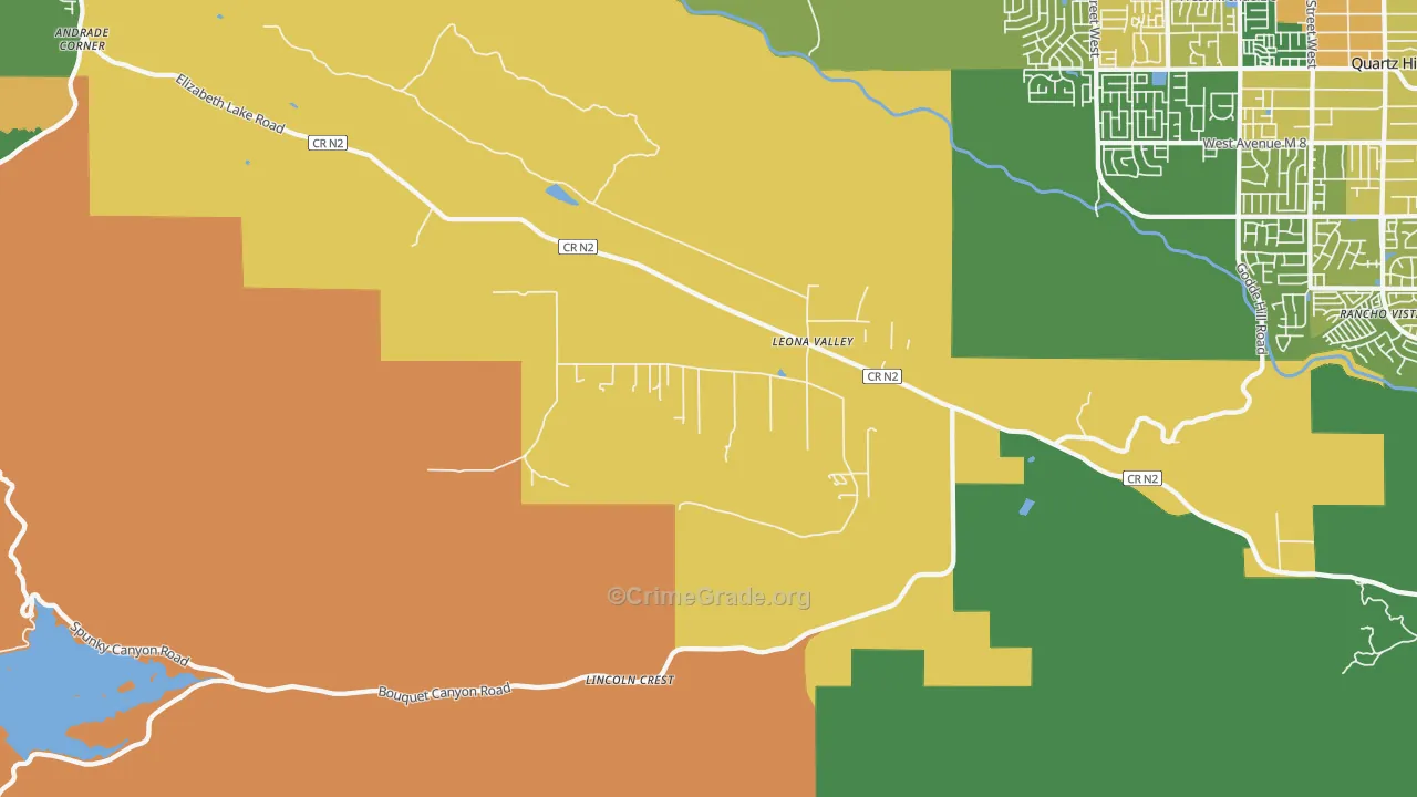 Leona Valley, CA Map of Robbery Rates