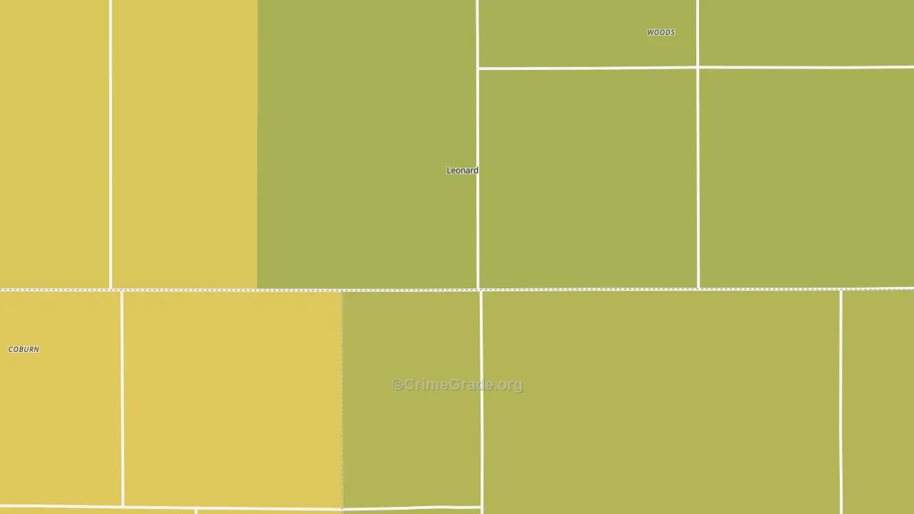 Leonard, ND Map of Robbery Rates