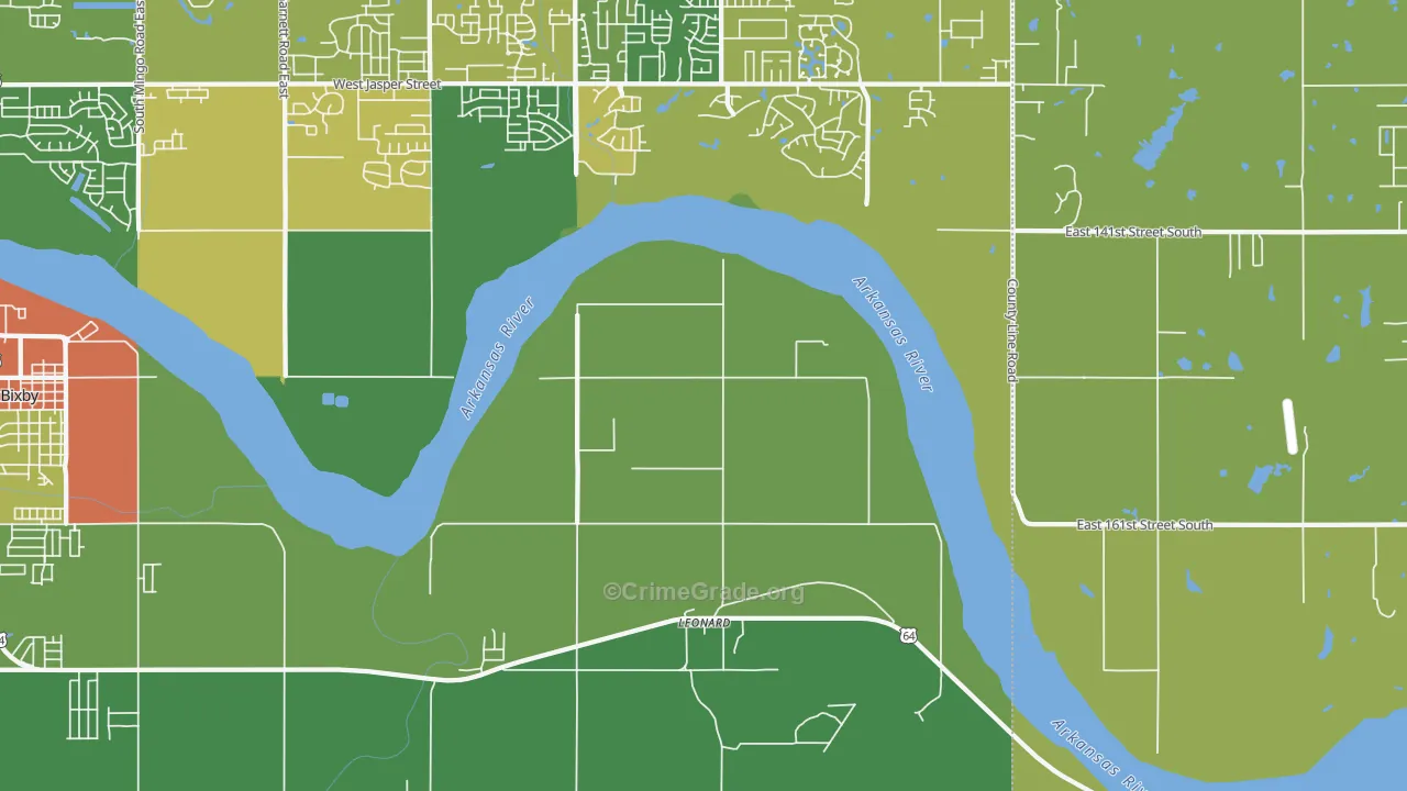 Leonard, OK Map of Robbery Rates
