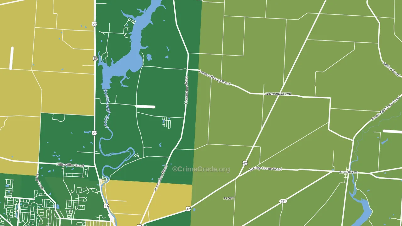 Leonardsburg, OH Map of Robbery Rates