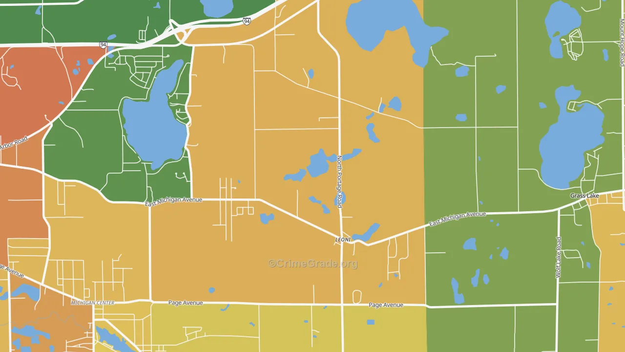 Leoni, MI Map of Robbery Rates