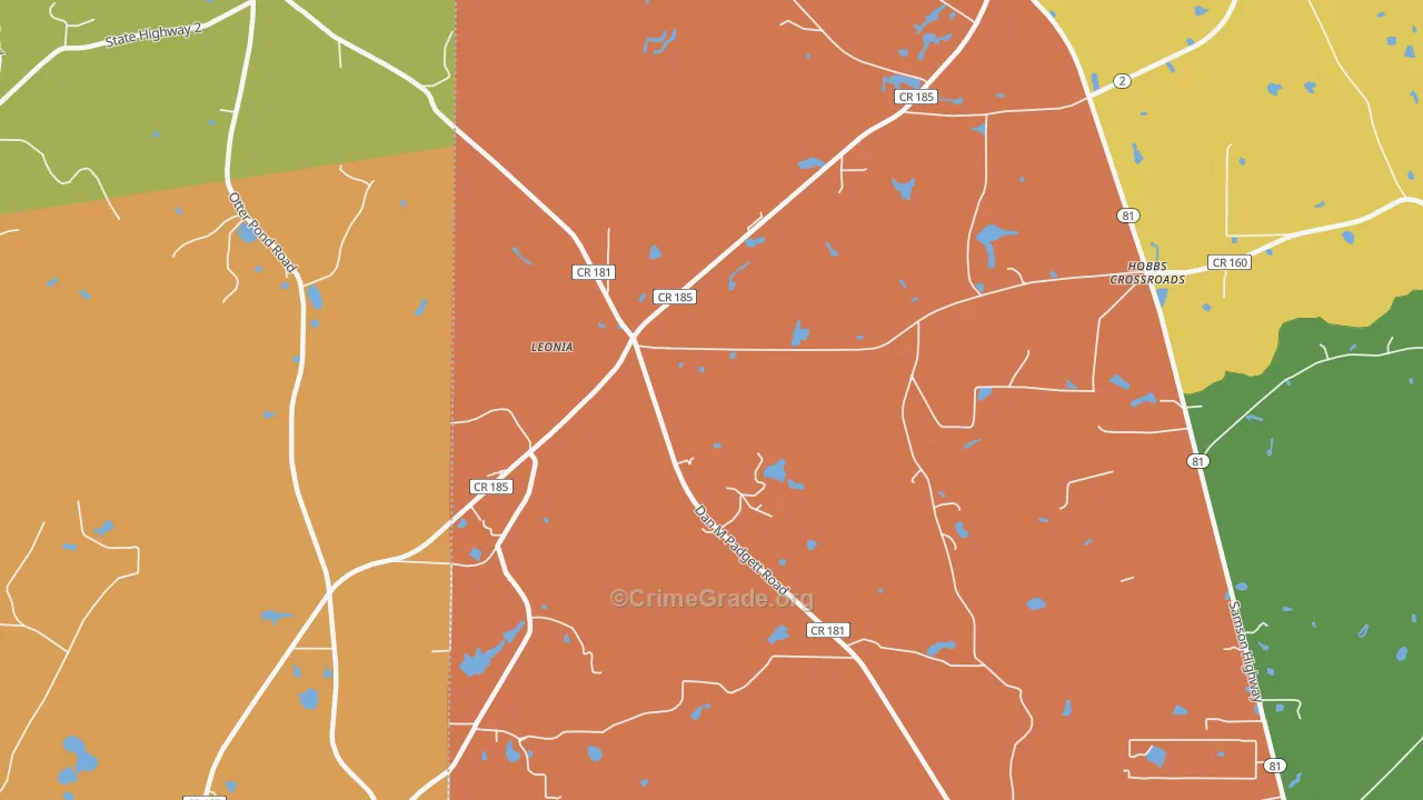 Leonia, FL Map of Robbery Rates