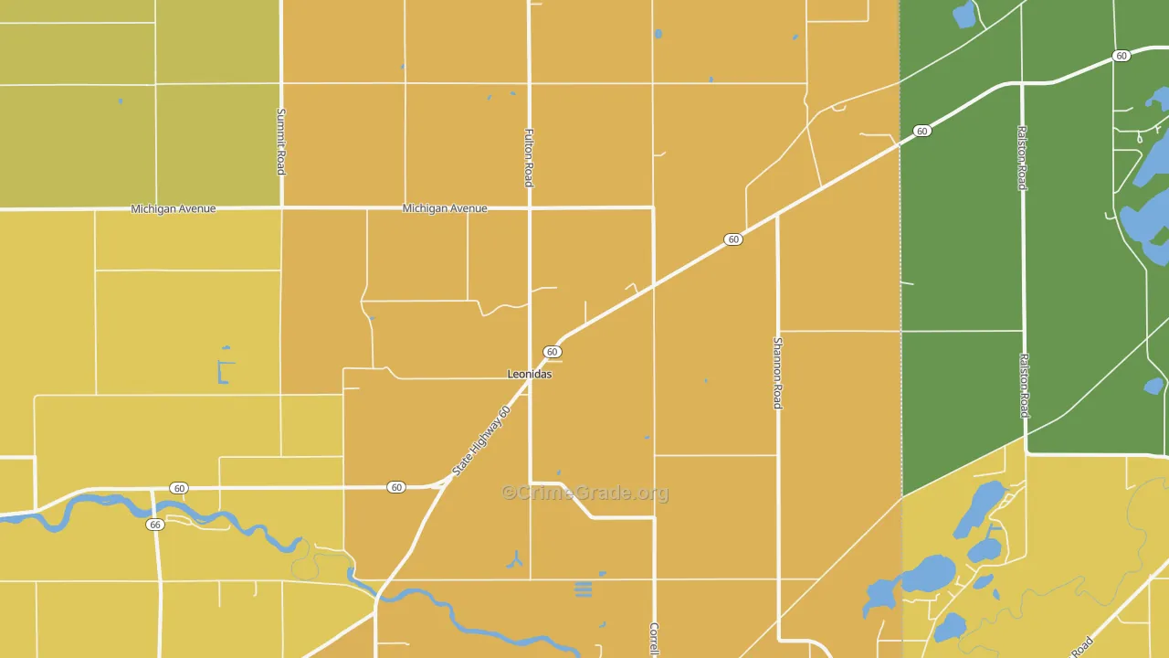 Leonidas, MI Map of Robbery Rates