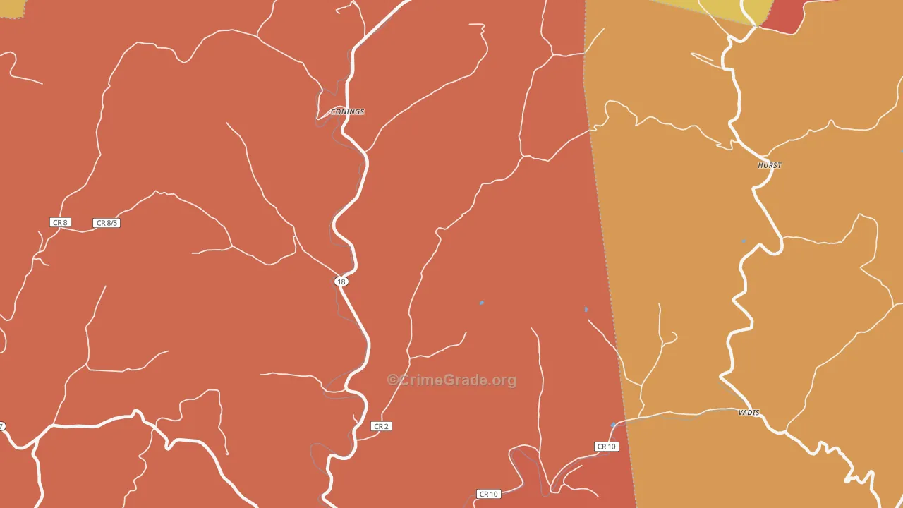 Leopold, WV Map of Robbery Rates