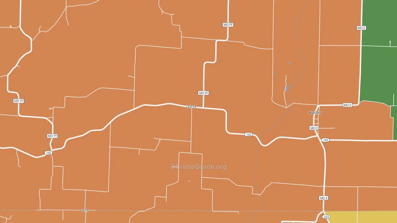 Leota, MO Map of Robbery Rates