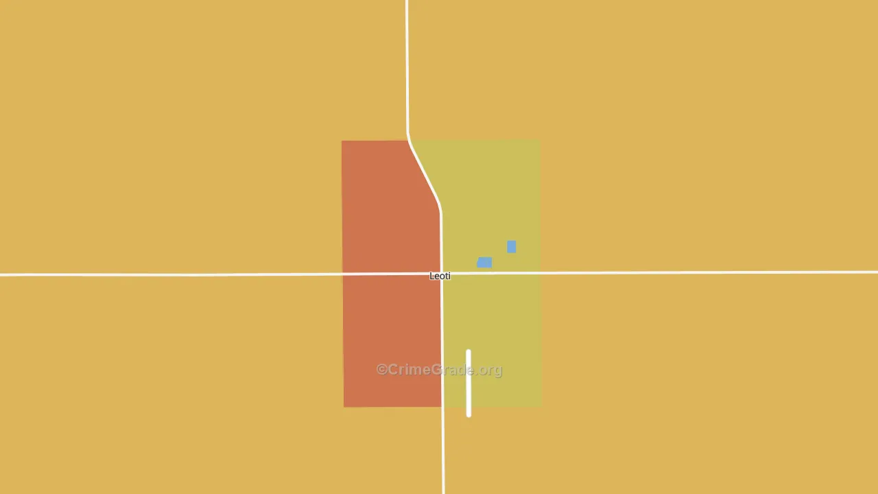 Leoti, KS Map of Robbery Rates