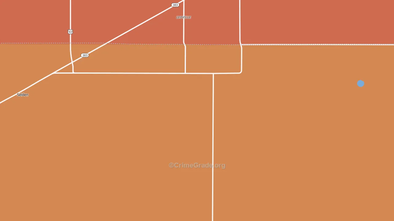 Leoville, KS Map of Robbery Rates