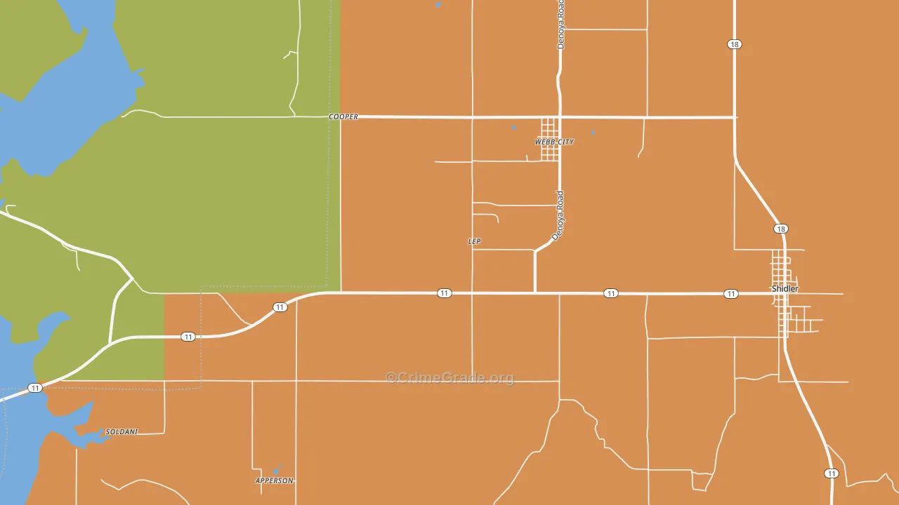 Lep, OK Map of Robbery Rates