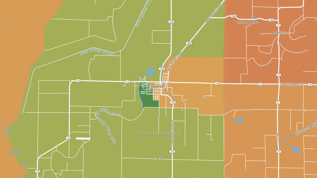 Lepanto, AR Map of Robbery Rates