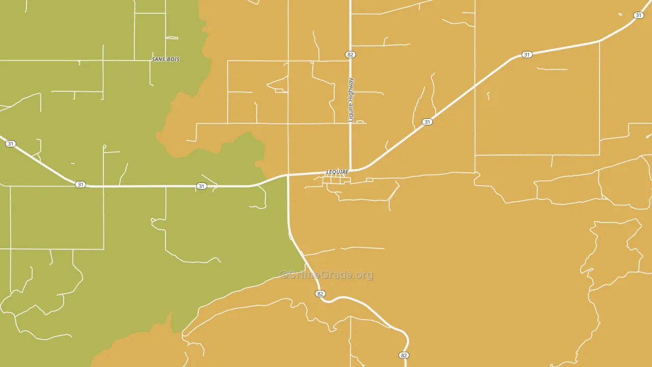 Lequire, OK Map of Robbery Rates
