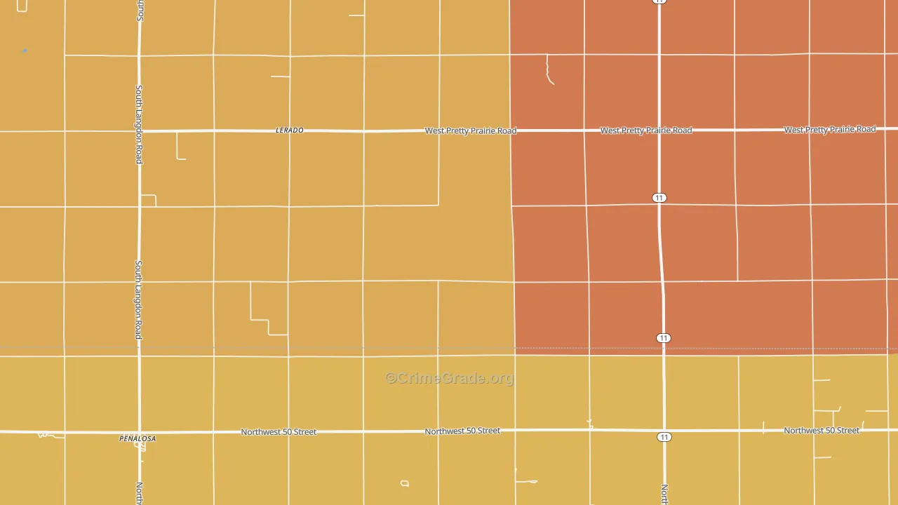 Lerado, KS Map of Robbery Rates