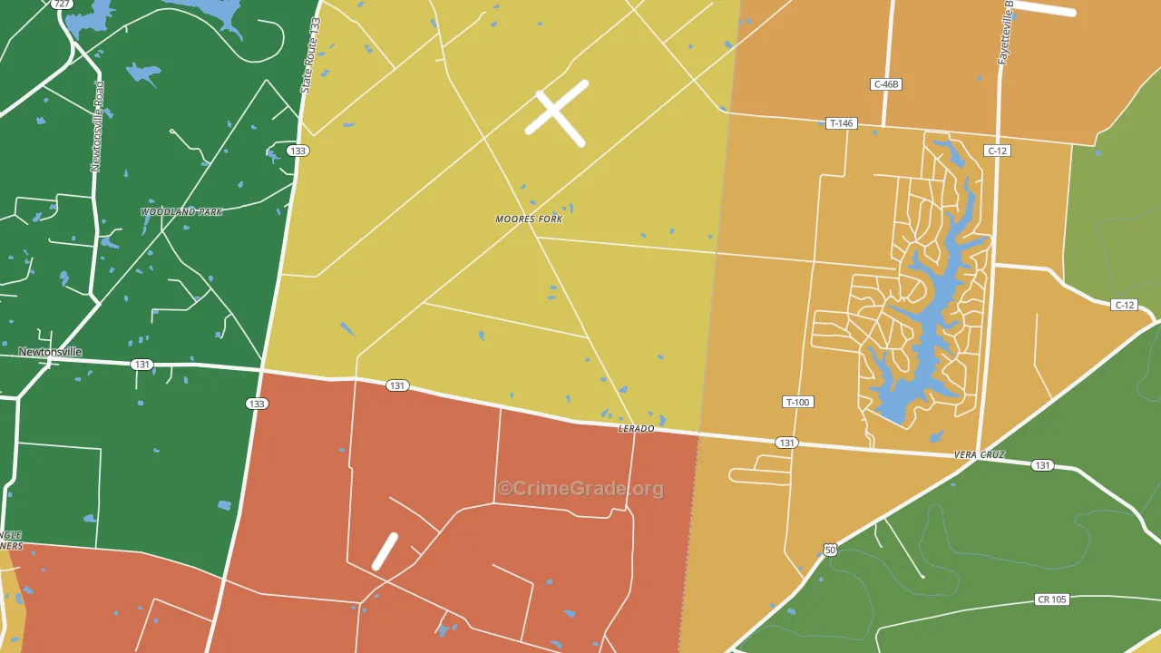 Lerado, OH Map of Robbery Rates