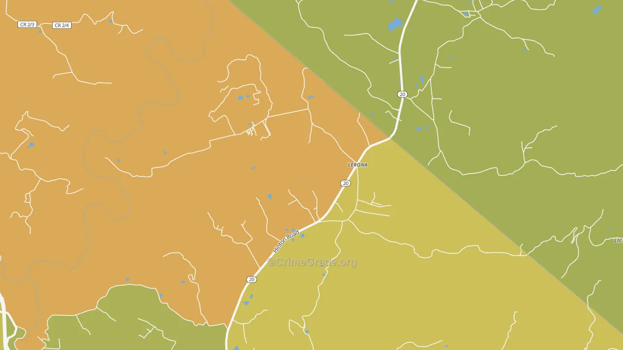 Lerona, WV Map of Robbery Rates