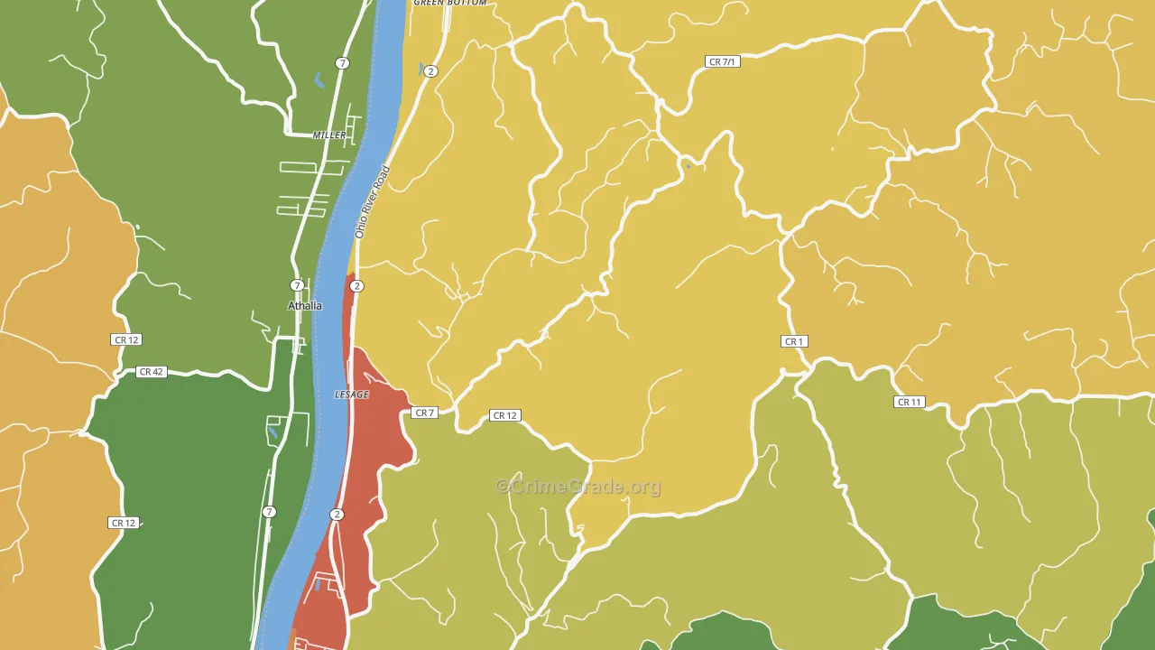 Lesage, WV Map of Robbery Rates