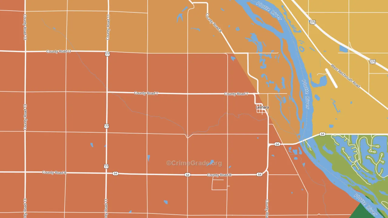 Leshara, NE Map of Robbery Rates