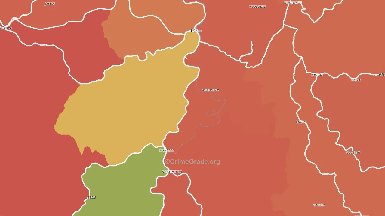 Leslie County, KY Map of Robbery Rates