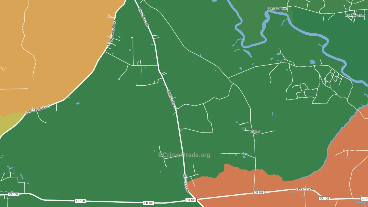 Lessie, FL Map of Robbery Rates
