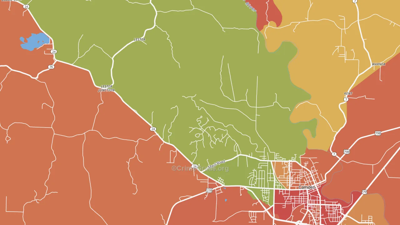 Lester, AR Map of Robbery Rates