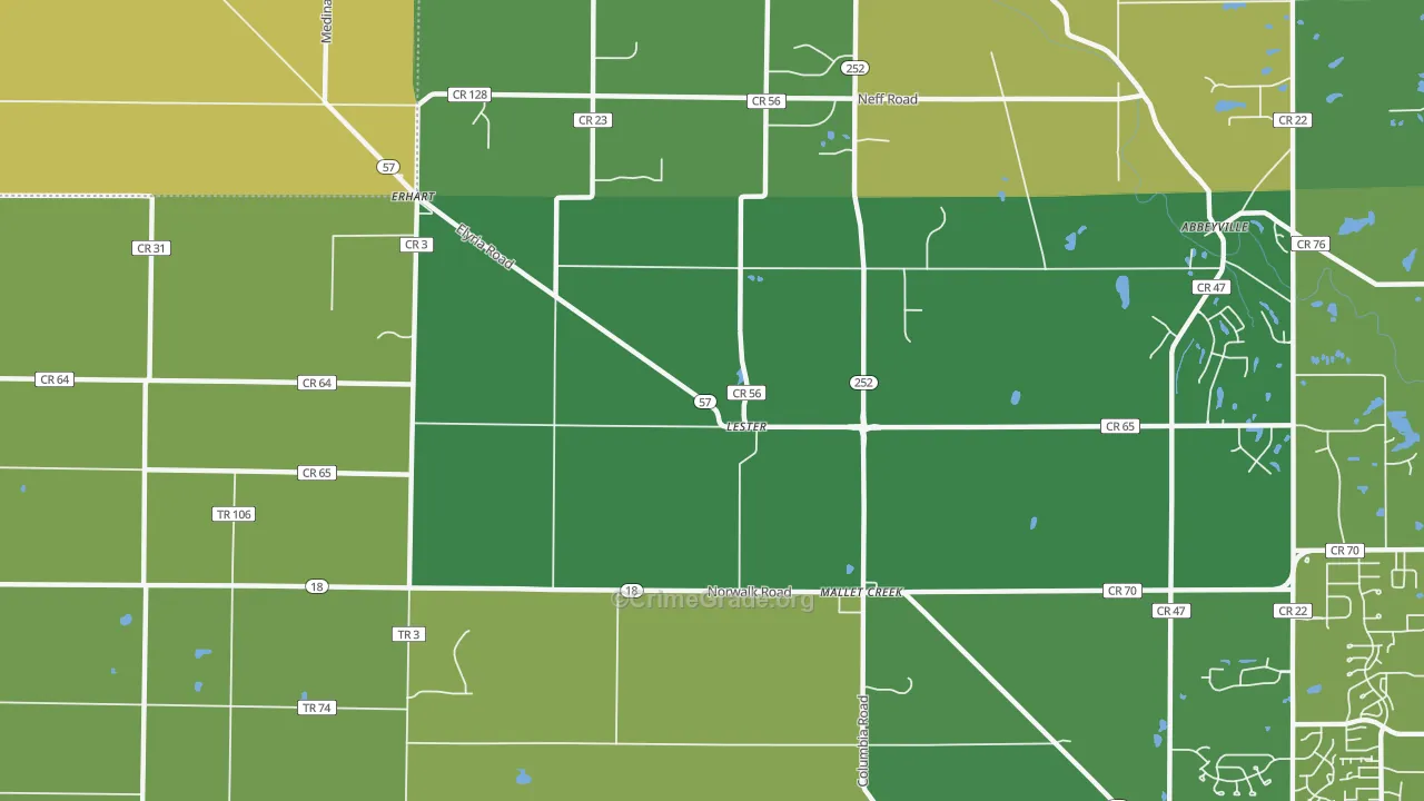 Lester, OH Map of Robbery Rates