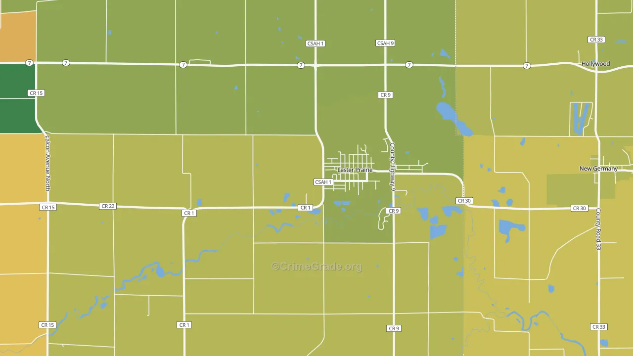 Lester Prairie, MN Map of Robbery Rates