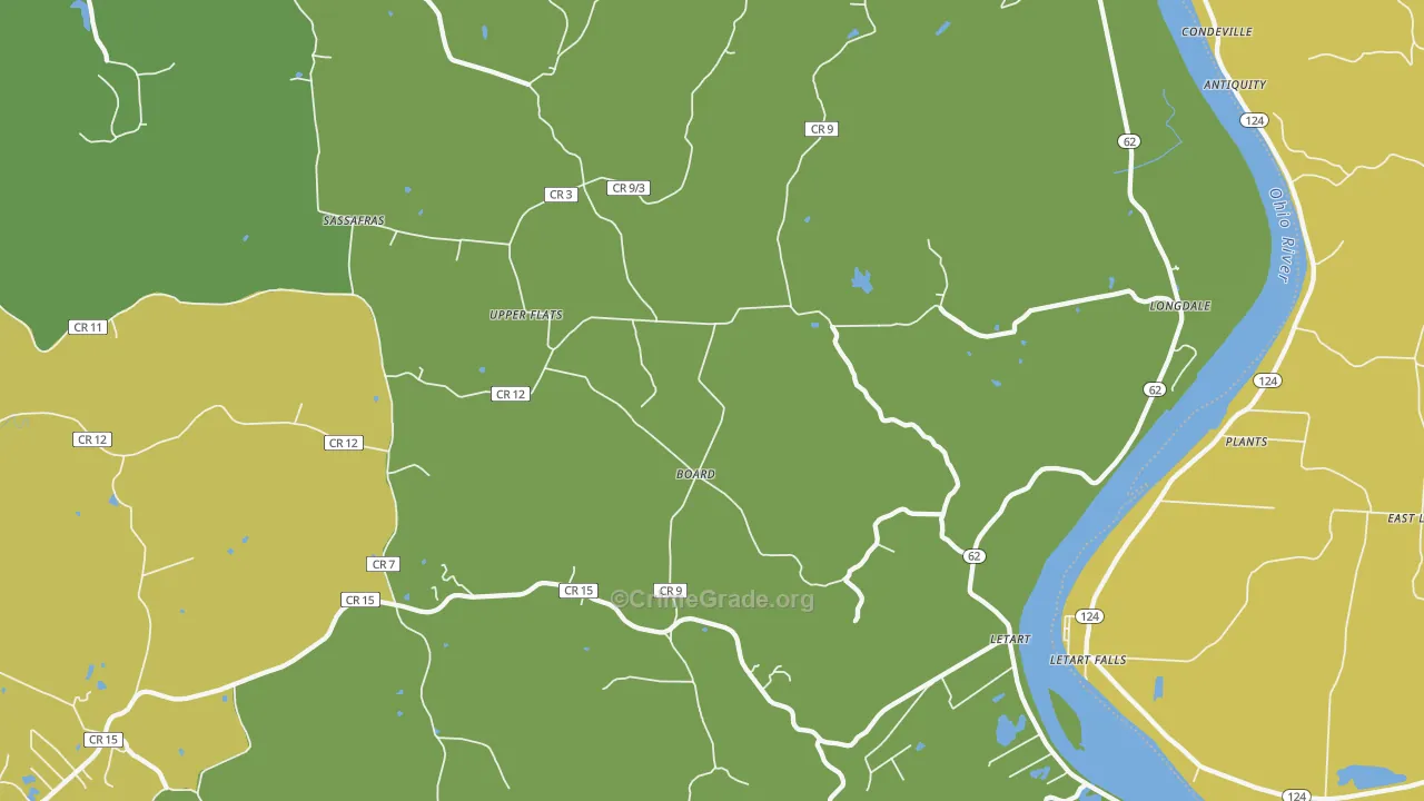 Letart, WV Map of Robbery Rates