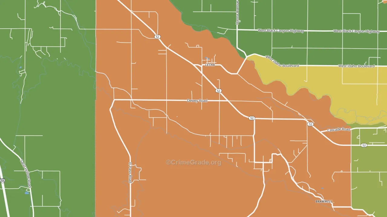 Letha, ID Map of Robbery Rates